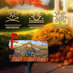Fall Scarecrow Decorative Mailbox Covers Magnetic Large Size 25.5x21 Autumn Pumpkins Maple Leaves Mailbox Wraps Cover Harvest Letterbox Cover for Garden Outdoor Decor