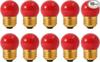 OHLECTRIC 10 Pack - S11 Ceramic Red Night Light Bulbs | Dimmable | 7.5W Incandescent Light Bulb with E26 Medium Base | 40 Lumens Brightness | 2700K Warm White Light for Home Illumination