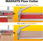 13" Laminate Floor Cutter – 17mm Manual Vinyl Plank Cutter for LVP, SPC, WPC, Bamboo & Engineered Wood | Dust-Free Flooring Cutter Tool with 0°-45° Adjustable Angle & Tungsten Steel Blade