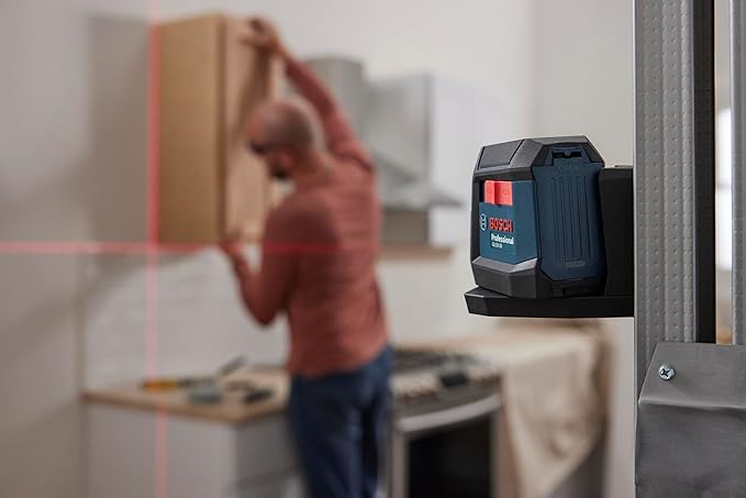 BOSCH GLL50-20 50 Ft Self-Leveling Cross-Line Laser, Includes Integrated Magnetic Mount & 2 AA Batteries