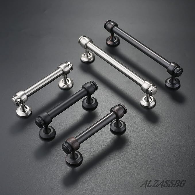 Alzassbg 15 Pack Oil Rubbed Bronze Cabinet Pulls, 3 Inch(76mm) Hole Centers Cabinet Handles Kitchen Hardware Straight Bar for Cabinets and Drawer AL3082ORB
