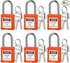 Lockout Tagout Locks 6-Pack｜OSHA Orange Loto Locks Keyed Different｜2 Keys/Lock for Industrial Machinery & Electrical Panels｜Chrome Steel & Laser Coding