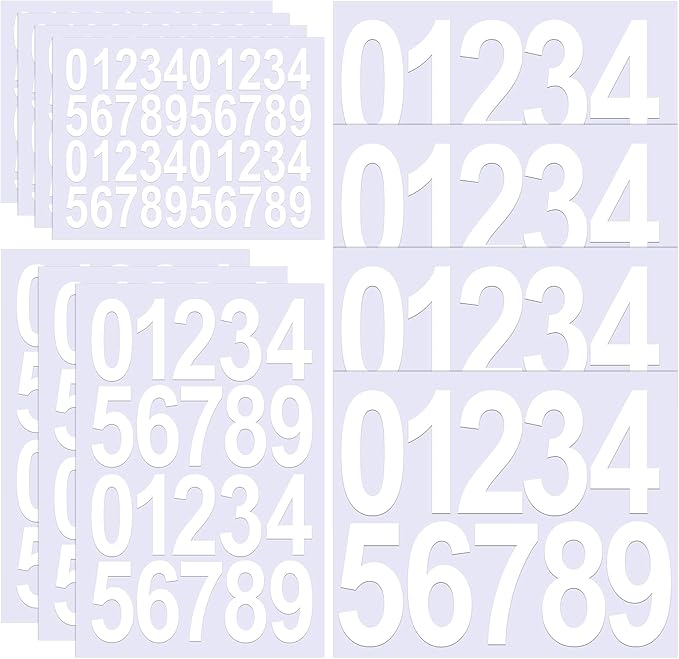 Leinuosen 260 Pcs Back to School Gifts Mailbox Numbers Stickers Adhesive Numbers for Outside Reflective Vinyl Waterproof Address Sticker for Mailbox Signs, Classroom, 1&2&3 Inch(White Word)