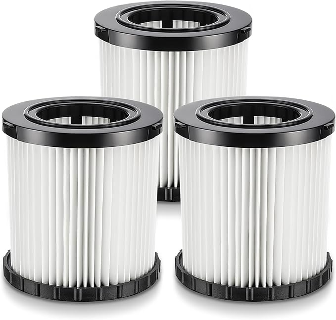 DCV580H DCV581H Vacuum Replacement Filter for DEWALT 20V MAX Wet/Dry VAC DCV580H (Cordless) DCV581H DCV5801H Portable Shop Vac Vacuum 2 Gallon Tank Capacity, Washable and Reusable Hepa Filter, 3 Pack