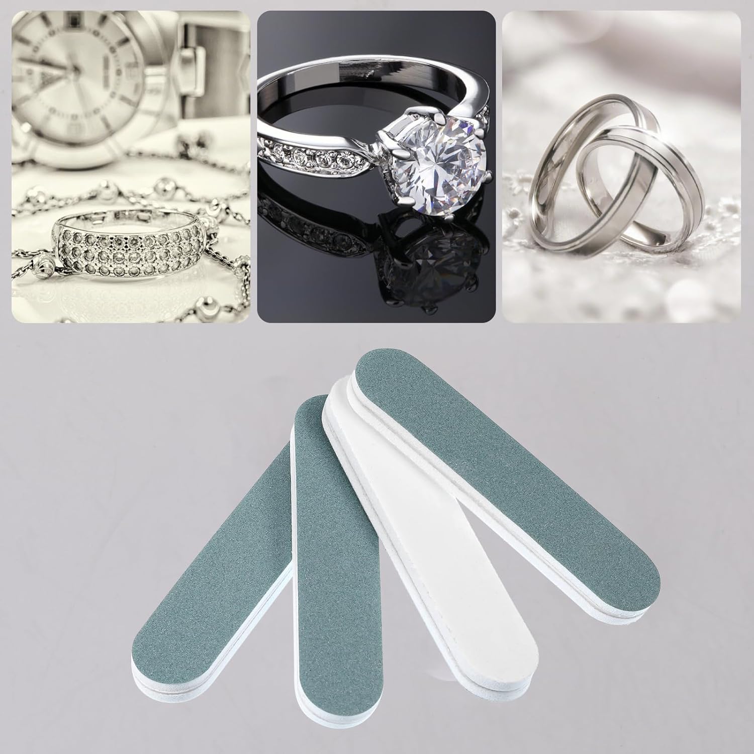 20 PCS Silver Polish Sticks, 3.54" Long Double-Sided Sanding Sticks Scratch Remover Polishing Cleaning Buffing Bars for Gold, Rose Gold, Copper, Alloy, Brass and Other Jewelry, Watches, Phone Screen