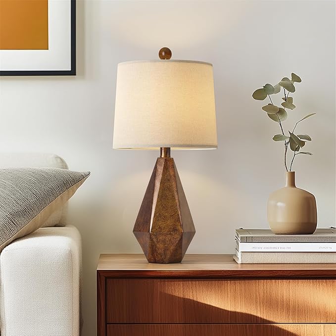 PoKat 20.25" Farmhouse Table Lamps Set of 2 for Night Stands, Vintage Bedroom Lamps for Bedroom Living Room, Retro Bedside Lamps for End Table, Suitable for Small Place, Retro Sweep Gold