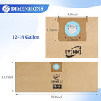 10 Pack DXVA19-4112, DXVA19-4102 Vacuum Bags for DEWALT 12 to 16 Gallon Wet/Dry Vacuum, Disposable Shop Vac Bags, Dust Collection Bag Replacement