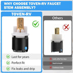 RP60400 Delta Faucet Valve Stem Cartridge Replacement for Delta Two Handle Diamond Seal Technology Bathroom Sink Bathtub Shower Faucet and Beverage Faucet, Delta Faucet Stem Assembly Repair Kit