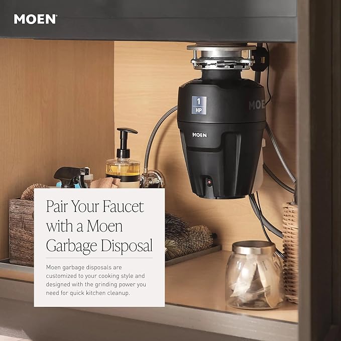 Moen Essie Chrome One-Handle High Arc Pre-Rinse Spring Pulldown Kitchen Faucet with Power Clean, 87814