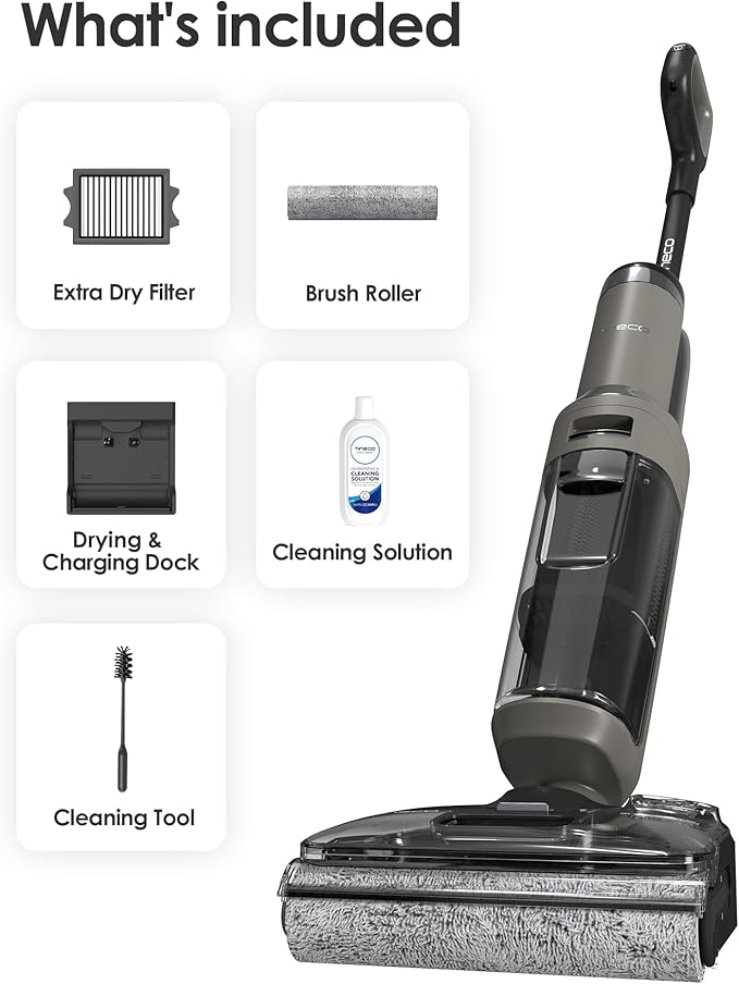 Tineco Floor ONE i6 Stretch Wet Dry Vacuum Cleaner, Vacuum & Mop All in One, 20kpa Powerful Suction, Up to 40 Minutes Runtime, 180° Lay-Flat, Anti-Tangle Design, Full-Path Self-Cleaning&185℉ Flashdry