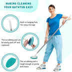 Shower Scrubber with Long Handle, 47'' Bathtub Scrub Brush, Bathroom Tub and Tile Cleaning Tool with 6 Refill Pads