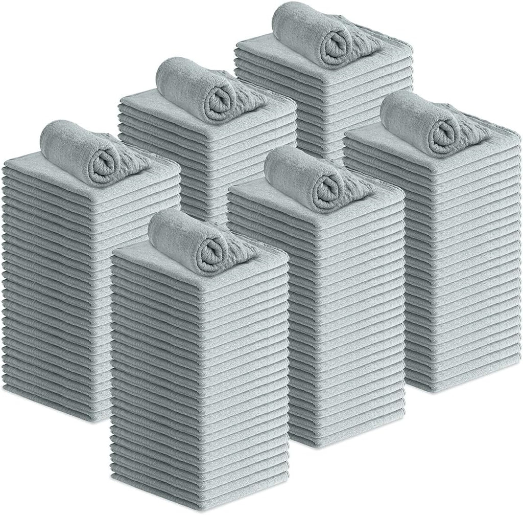 Avalon Towels Cotton Shop Rags – (Pack of 150) Size 12x14 Inches Cleaning Rags – Absorbent Shop Towels and Multipurpose Cleaning Towels for Automobiles, Industries, Garage and Homes (Grey)