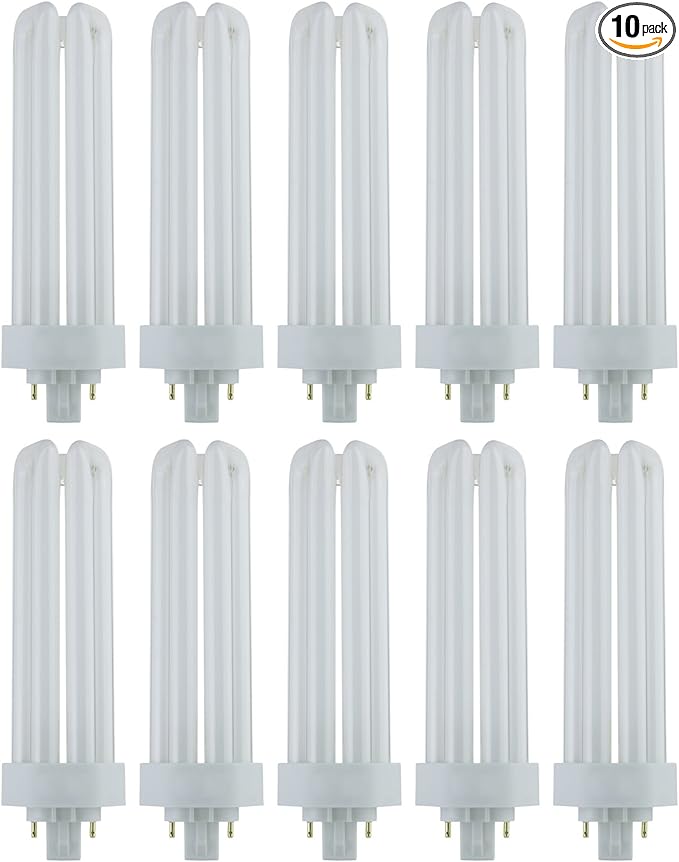 Sunlite PLT42/E/SP65K/10PK 6500K Daylight Fluorescent 42W PLD Triple U-Shaped Twin Tube CFL Bulbs with 4-Pin GX24Q-4 Base (10 Pack)