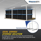 MonsterRax 4x8 Overhead Garage Storage Rack Frame Kit - Hanging Storage Shelves, Ceiling Storage Rack System, Overhead Garage Organizers And Storage, Ceiling Shelving - (White, 18"-33")