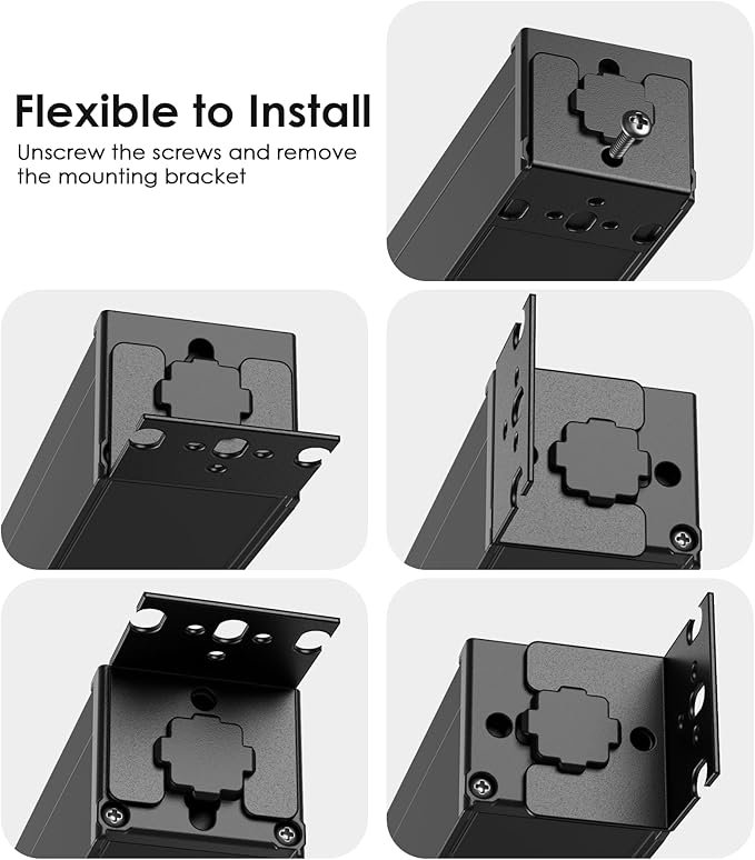 JUNNUJ Heavy Duty Power Strip Wall Mount, 20 Amp Surge Protector 1200J Metal 8 Outlet Under Desk Mounted 20A, Garage Power Table Socket Industrial Outlets 6-20R T-Slot, Black-10FT 12AWG Extension Cord