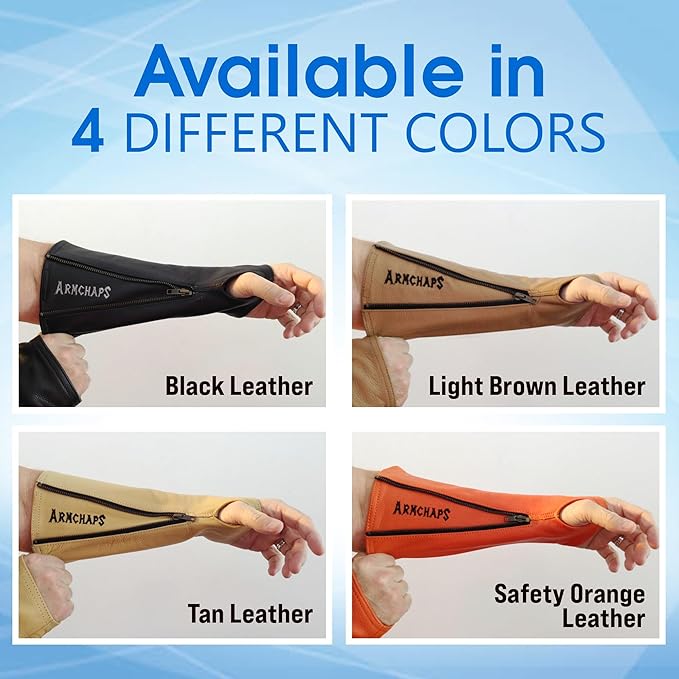 Arm Chaps Leather Protective Sleeves Arm Guard - Prevent Cuts, Scratches & Bruises - Genuine Cowhide - Ideal for Gardening & Construction - Left & Right Form-Fitting. Brown (1 Pair/Small).