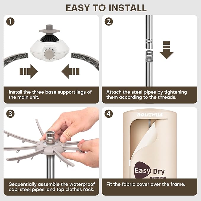 Portable Clothes Dryer 900W - Compact Mini Dryer for Small Apartments, Quick Dry Electric Clothes Dryer with Large Capacity for Dorm, RV, Travel