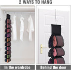 Aulock Legging Organizer for Closet, Hanging Closet Storage Organizer System, Clothes Closets Holder with 20 Roll Independent Compartments for Yoga T-Shirts Bras Socks Pants Tank Top Towel (Black)