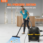 VEVOR Shop Vac Wet and Dry Vacuum Cleaner 4 Gallon 5 Peak HP - Powerful Suction with Blower Function & Attachments 3-in-1 Crevice Nozzle - Perfect for Car Carpet Debris Pet Hair Black/Yellow