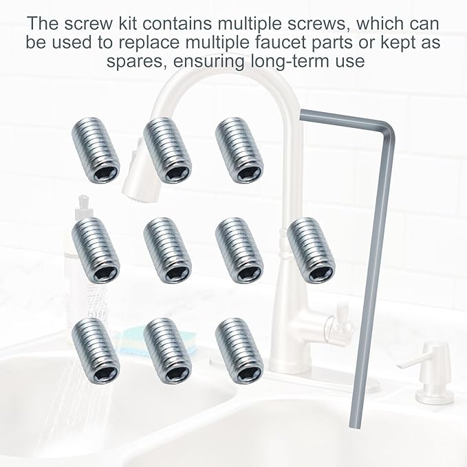 10Pcs Kitchen Faucet Parts for Moen 155023 Screw Kit,Stainless Steel Screws for Kitchen Faucet Handle Repair & Faucet Replacement Parts,Compatible with Moen Single Handle Faucet