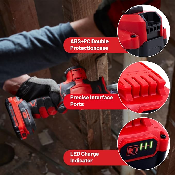 Upgrade 2-Pack 6.0Ah Batteries Replacement for Craftsman 20V Battery Compatible with Craftsman CMCB205 CMCB204 CMCB206 CMCB202 CMCB201 20V Cordless Power Tools