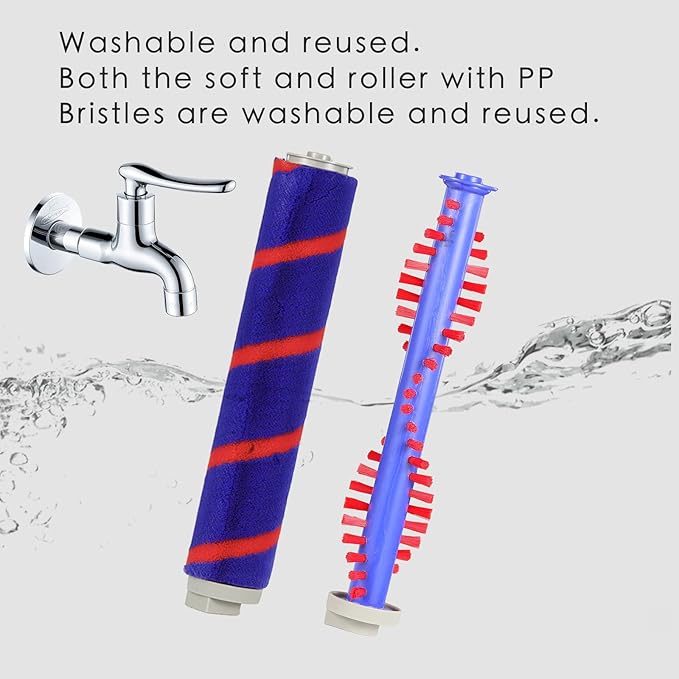 Upgraded Hardwood Floor Vacuum Attachments with Headlights for dyson V10 V11,Replacement Parts Motorhead for Dyson ,Soft Roller &PP Bristle Motorized Brush Accessories for Marble,Carpet,Rug Cleaning.