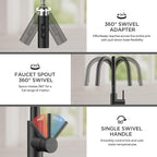 FORIOUS Kitchen Faucet with Pull Down Sprayer, Classic Matte Black, Single Handle High Arc Stainless Steel Kitchen Sink Faucet, 1 or 3 Hole Deck Mount for RV, Bar, Farmhouse, Laundry, Outdoor