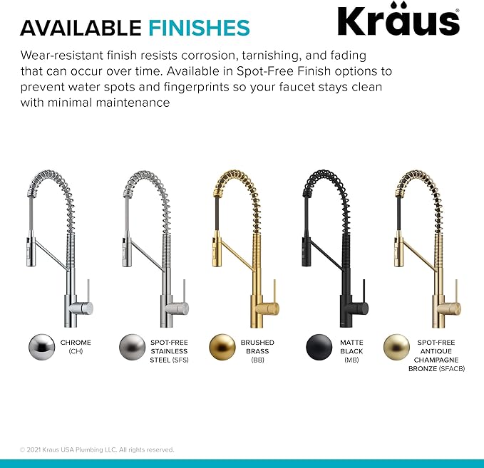 KRAUS Oletto Commercial Style Single Handle Pull Down Kitchen Faucet with QuickDock Top Mount Installation Assembly in Spot Free Stainless Steel, KPF-2631SFS