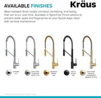 KRAUS Oletto Commercial Style Single Handle Pull Down Kitchen Faucet with QuickDock Top Mount Installation Assembly in Spot Free Stainless Steel, KPF-2631SFS