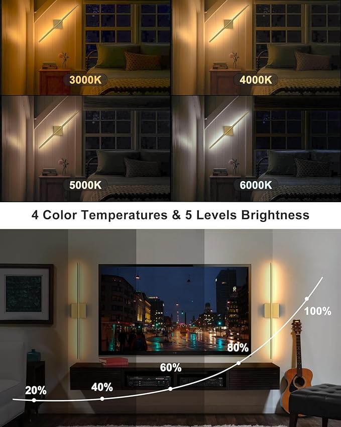 iThird 1 Pack Battery Operated Wall Sconce Light, Gold Rechargeable Wall Lights with Touch & Remote Control, 360° Rotatable, 4CCT Dimmable Wireless Wall Scone Lamp for Bedroom Living Room Hallway