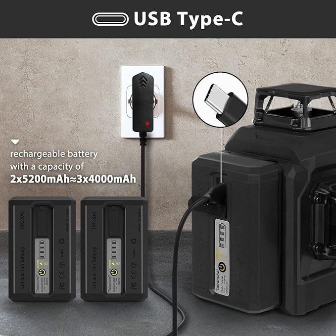 Takamine 12 lines 3D Self-Leveling laser level Pro,3x360 Green Cross Line with Burst flash mode and brightness adjustment, Remote Controller, Magnetic Rotating Stand Included