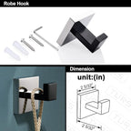 TURS 5-Piece Bathroom Hardware Set Matte Black and Polished Chrome Towel Bar Holder Set Hand Towel Holder Toilet Paper Holder and 2 Towel Hooks,Stainless Steel Wall Mounted