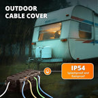 QUOBAS 2 Pack Outdoor Waterproof Electrical Box with 6 Cable Ports, IP54 Weatherproof Heavy-Duty Extension Cord Cover for Power Strips, Garden Power Tools, Holiday Lights, Brown