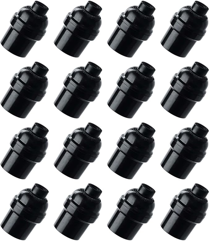 E26 E27 Light Socket,16-Pack Black Edison Retro Pendant lamp Holder, E26 E27 Plastic Standard Screw-in Socket Maximum Wattage 250W Heat Resistant Up to 200℃ Fire Resistant