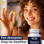 WOW Supplements Vitamin D3 5000 IU Softgels, 125 mcg - Vitamin D3 5000IU Supplement for Strong Bones and Immune Support - Non-GMO, Gluten Free Vitamin D 5000 IU - VIT D3 5000 IU Softgels - 120 Count