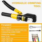 Hydraulic Crimping Tool With 9 Pairs Of Dies, 12 To 2/0 Awg, Hydraulic Wire Battery Cable Lug Terminal Crimper Crimping Tool, Crimping Easier
