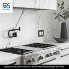 RIO SALTO Modern Metal Matte Black Triple Decorator Wall Outlet Cover Light Switch Cover Double Rocker Decora Electrical Decorator Wall Plate Electric Outlet Covers Black Receptacle - Midsize 3 Gang