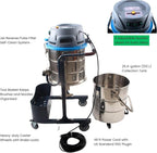 SM100 Industrial Wet/Dry Vacuum with Jet Pulse Filter Cleaning Function, 26.4-Gal Tank, 212 CFM, 120" Water Lift, HEPA Filtration, Detachable Squeegee