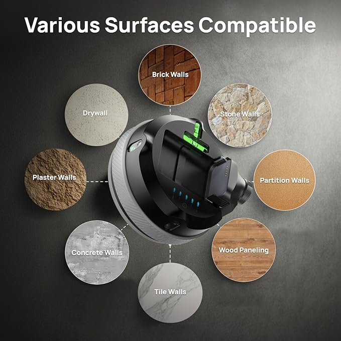 HOZO M-Cube02 Laser Level Tool with Vertical & Horizontal Green Line Lasers, 360° Rotating Base, Wall Mount Laser Level for Picture Hanging, Renovation & DIY, 5kg Level Stand, Rechargeable