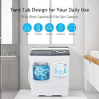 COSTWAY Portable Washing Machine, Twin Tub 26 Lbs Capacity, 18 Lbs Washer and 8 Lbs Spinner, Compact Washer with Control Knobs, Timer Function, Drain Pump, Laundry washer for Apartment RV, Grey