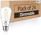 MASTERY MART 24 Pack Vintage LED Edison Bulbs, E26 Led Bulb 5.5W Equivalent to 60W, Dimmable, 5000K Daylight White, High Brightness ST19 Antique LED Filament Bulbs, Clear Glass