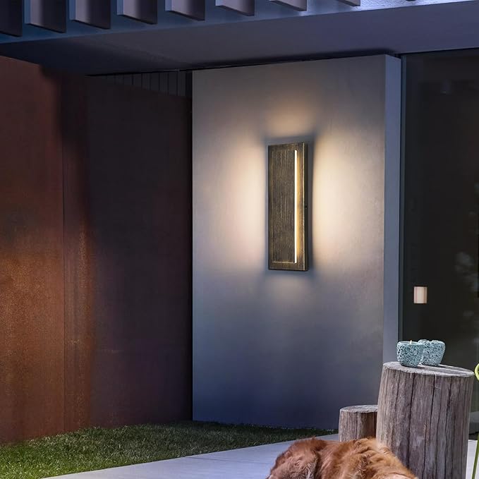 tewei LED Outdoor Wall Lights, 15.7'' Modern Outdoor Indoor Wall Sconce Large Exterior Lighting Fixtures Outside Front Door Lights for House, Hallway, Warm White 3000K, Antique Black, 1 Pack