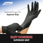 EPPCO Grease Bully 6-Mil Black Nitrile Gloves Disposable Powder Free, Latex Free Textured Superior Grip Glove for Mechanics