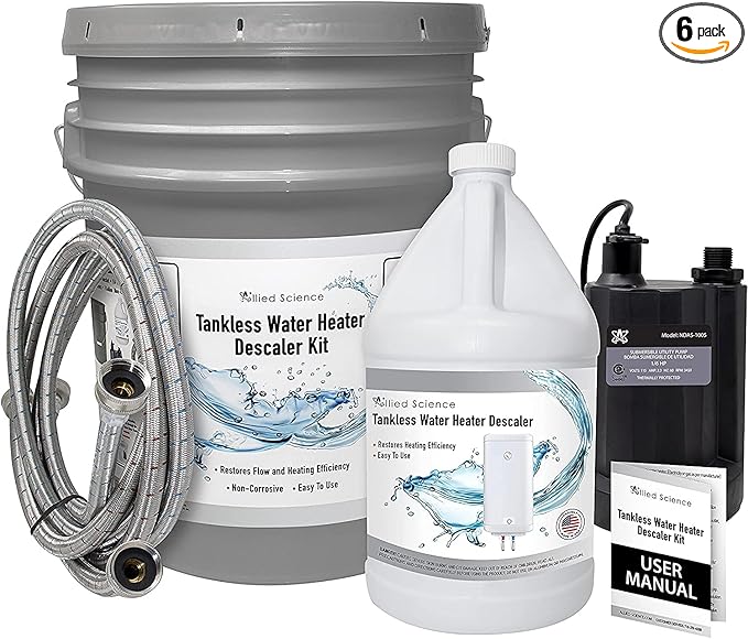 Tankless Water Heater Flush Kit with Gallon Liquid Descaling Solution and 1/6HP Extra Strength Pump