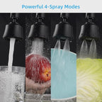 iFealClear Kitchen Sink Faucet Head, 360° Faucet Sprayer Attachment, Large Angle Rotatable Kitchen Faucet Aerator with 2 Ball Joint, 4 Spray Modes, Extra Male Female Thread Adapters, Matte Black