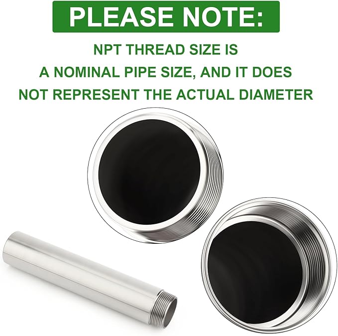 TAISHER 1PCS Stainless Steel Pipe Fittings, 1-1/4" NPT Male x 1-1/4" NPT Female Threaded, 8" Length Nipple Cast Pipe