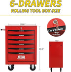 6-Drawer Steel Rolling Tool Cart with Wheels & Handle, Heavy-Duty Tool Chest Storage Cabinet for Garage and Workshop