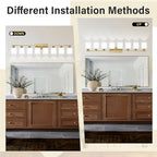 8 Light Bathroom Light Fixtures Gold for Big Mirror, Brushed Gold Vanity Lights for Bathroom with Milky White Frosted Glass Shades, 51 inch Wall Sconce for Mirrors Living Room Bedroom