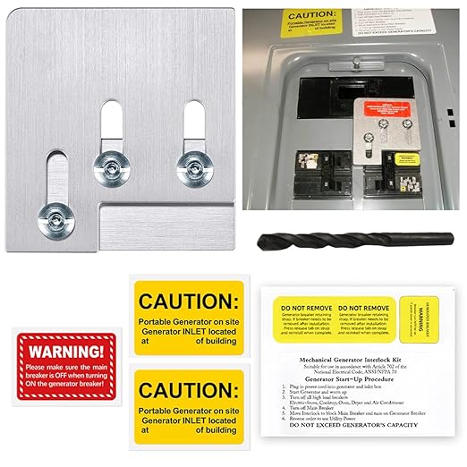 Generator Interlock Kit for Square D QO or Homeline150 or 200 amp Panels, 1 3/8 Inch Spacing Between Main and Branch Breaker