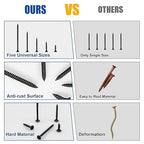 Wood Screws Assortment Kit, 168 PCS, High Hardness Phillips Drive Screws Set, Black Flat Head Wood Screws, Carbon Steel, 5 Sizes, Self-Tapping Screws for Wood, Drywall, Slate